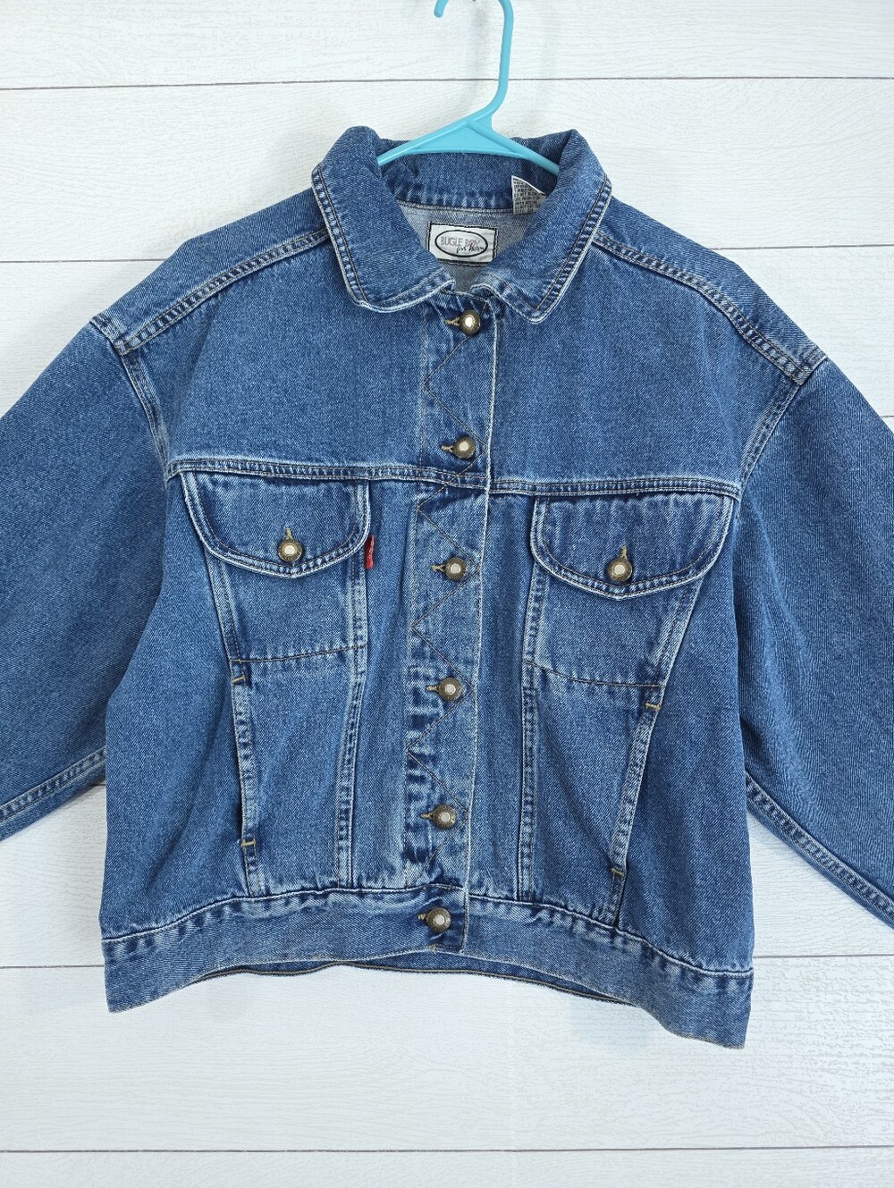 Vintage 80s 90s Bugle Boy Women’s Denim Jean Jacket Oversized Boxy Slouchy Small